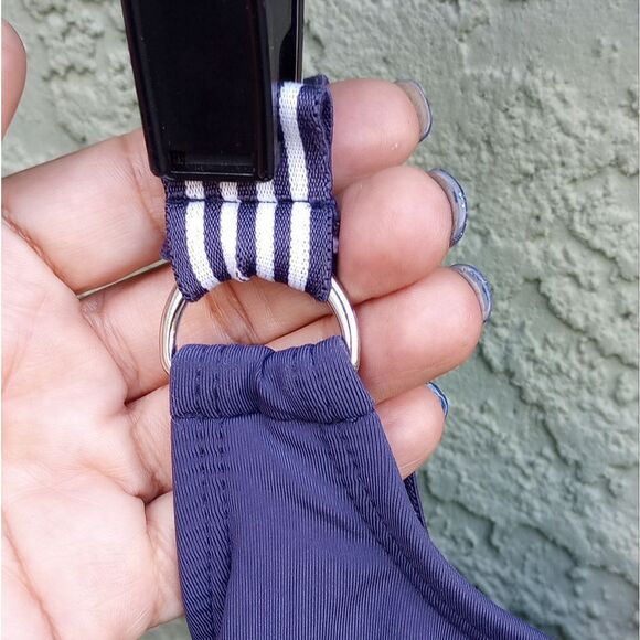 EUC NAUTICA Navy Blue & White CrissCross High Waisted One Piece Swim Suit Small - Picture 5 of 10
